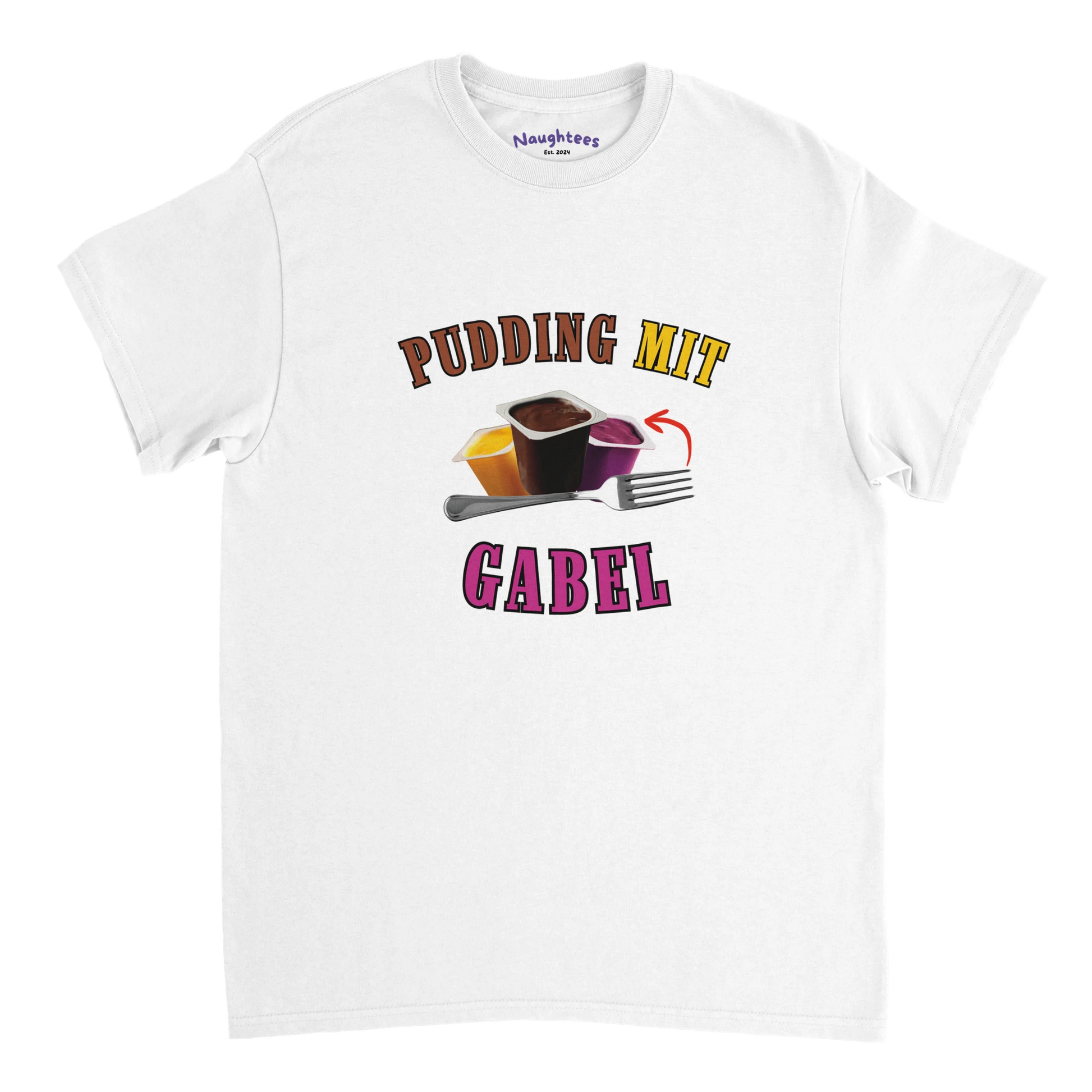 Pudding mit Gabel essen